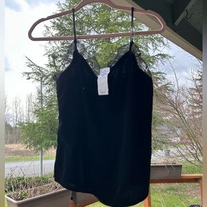 NWT Abercrombie & Fitch Black Velvet and Lace Tank Top